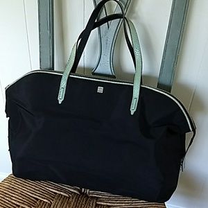 Kate Spade Zippered Tote BLK Nylon Leather Trim